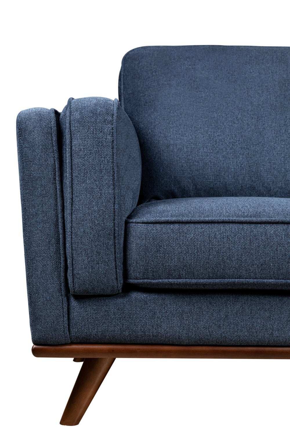 Kort & Co. Kassia 90.6" Linen-Look Fabric Sofa with Wood Base and Legs - Blue | Sofa Kassia de Kort & Co. de 90,6 po en tissu d’apparence lin avec base et pattes en bois - bleu