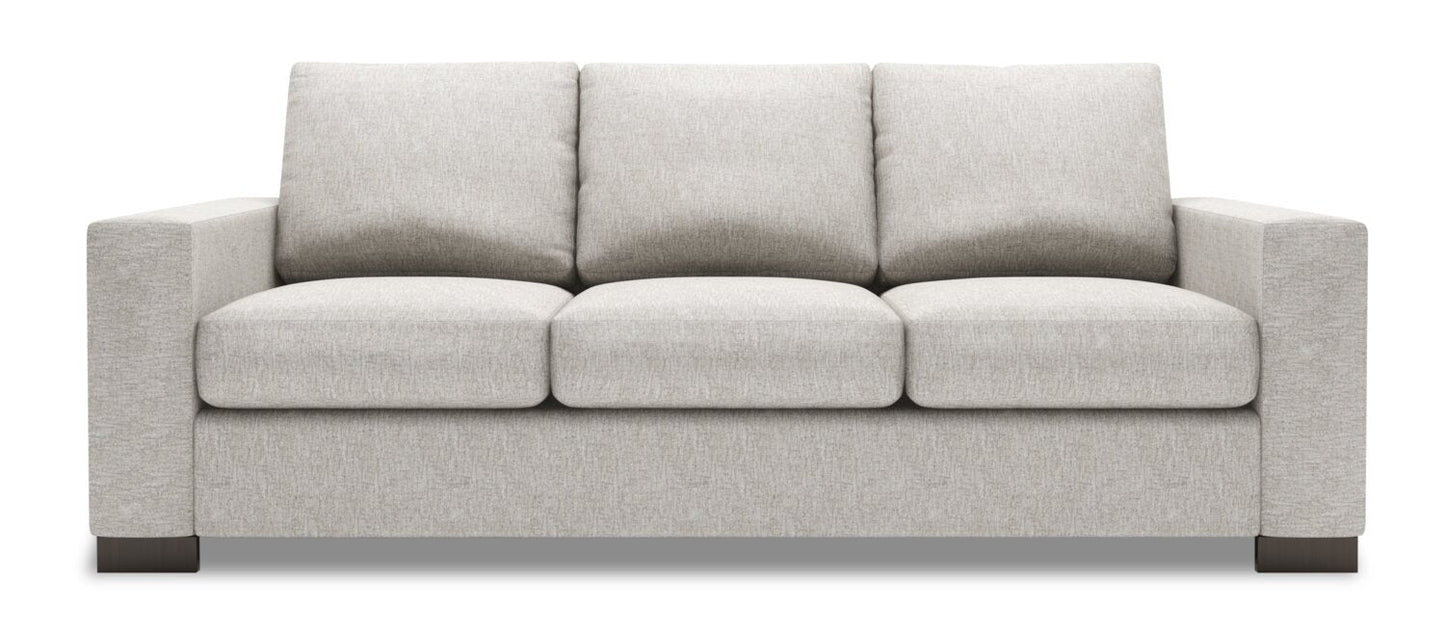 Made in Canada Customizable Sofa Lab Track 85" Chenille Fabric Sofa with Track Arms - Luxury Silver | Sofa Track de Sofa Lab de 85 po fabriqué au Canada en tissu de chenille avec accoudoirs rectilignes - argenté Luxury Silver | TR102793
