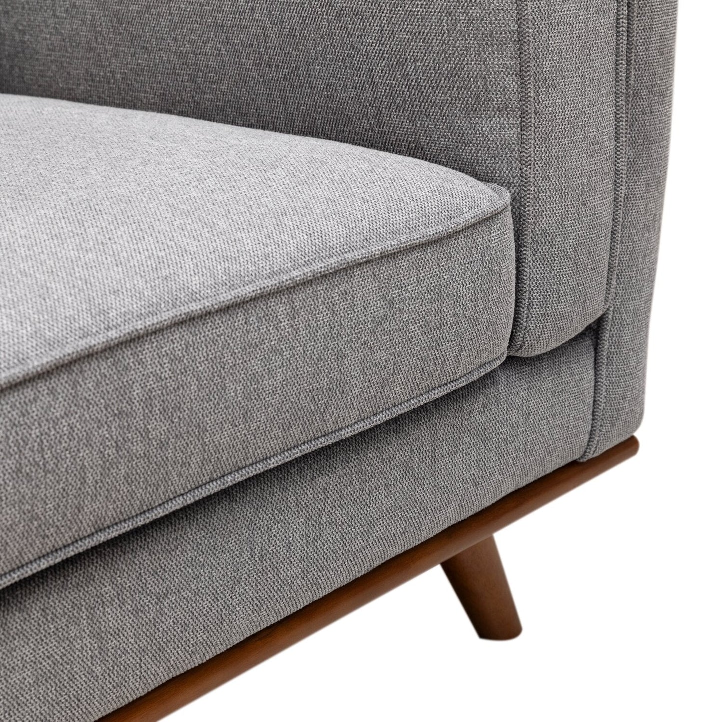 Kort & Co. Kassia 80" Linen-Look Fabric Condo Size Sofa with Wood Base and Legs - Grey | Sofa Kassia de Kort & Co. de 80 po de format condo en tissu d’apparence lin avec base et pattes en bois - gris