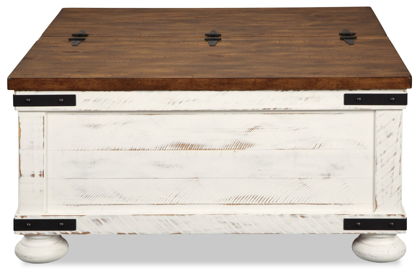 Benjy 36" Rustic Coffee Table Trunk with Storage - Two Tone Wood|Table à café coffre rustique Benjy de 36 po avec rangement - bois deux teintes