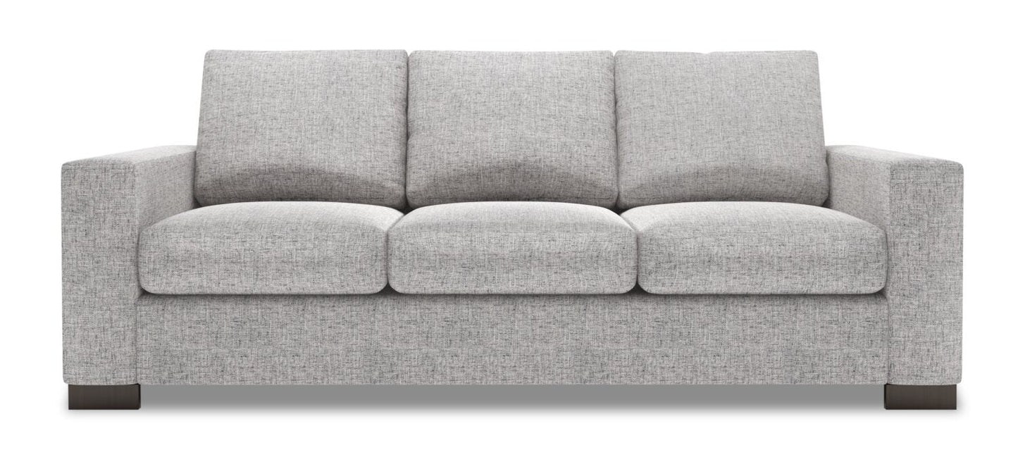 Made in Canada Customizable Sofa Lab Track 85" Linen-Look Fabric Sofa with Track Arms - Luna Domino Grey | Sofa Track de Sofa Lab de 85 po fabriqué au Canada en tissu d’apparence lin avec accoudoirs rectilignes - gris Luna Domino | TR102191