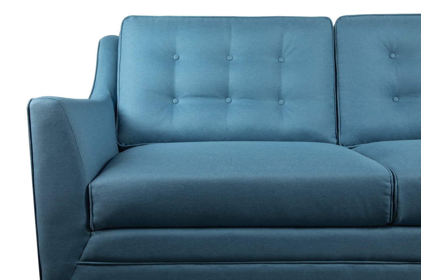 Novalee 75.5" Linen-Look Sofa with Flared Arms and Button Tufting - Blue | Sofa Novalee de 75,5 po en tissu d’apparence lin avec accoudoirs évasés et capitonnage à boutons - bleu