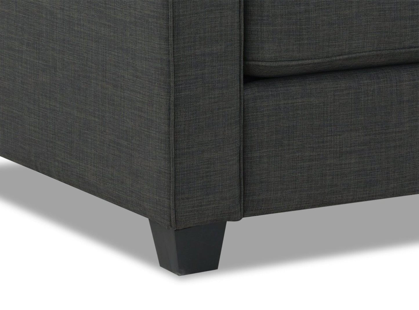 Made in Canada Sawyer 83" Linen-Look Fabric Sofa with Reversible Cushions and Accent Pillows - Charcoal Grey | Sofa Sawyer de 83 po fabriqué au Canada en tissu d’apparence lin avec coussins réversibles et coussins décoratifs - gris anthracite