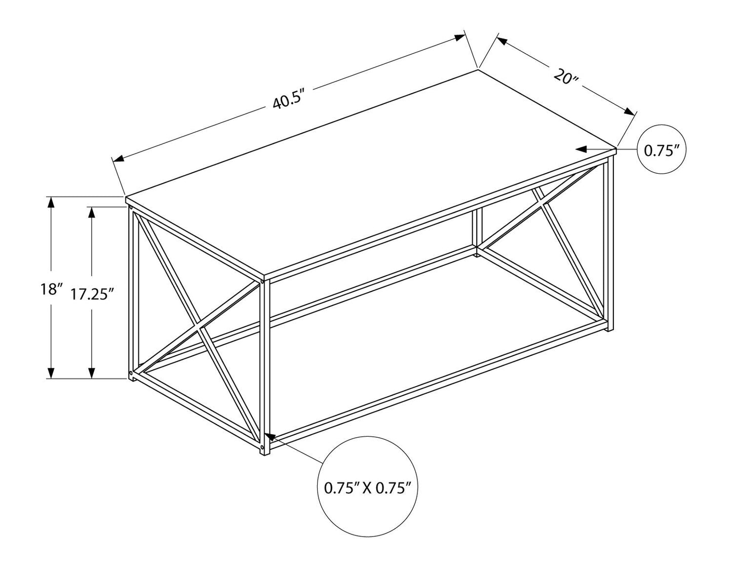 Millie 40.5" Modern Coffee Table - Taupe with Black Metal Base|Table à café moderne Millie de 40,5 po - taupe avec base en métal noir