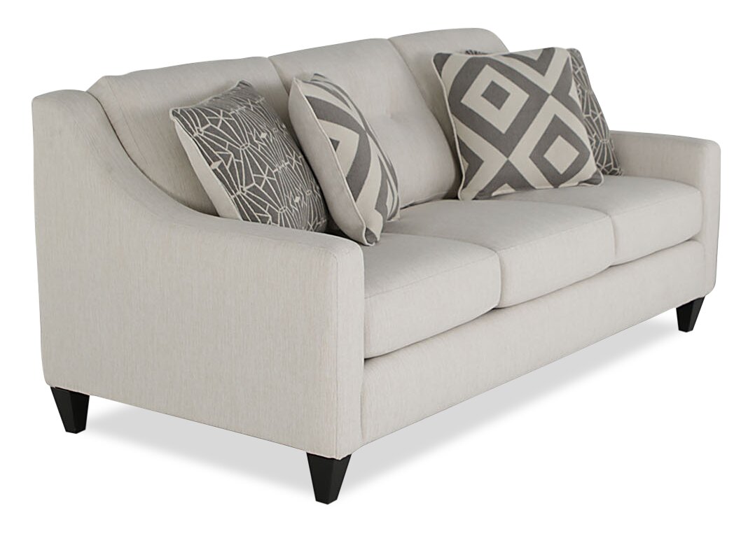 Made in Canada Cindy Crawford Home Kylie 78" Linen-Look Sofa with Wood Legs - Zeus Pearl | Sofa Kylie de Cindy Crawford Home de 78 po fabriqué au Canada en tissu d’apparence lin avec pattes en bois - perle Zeus