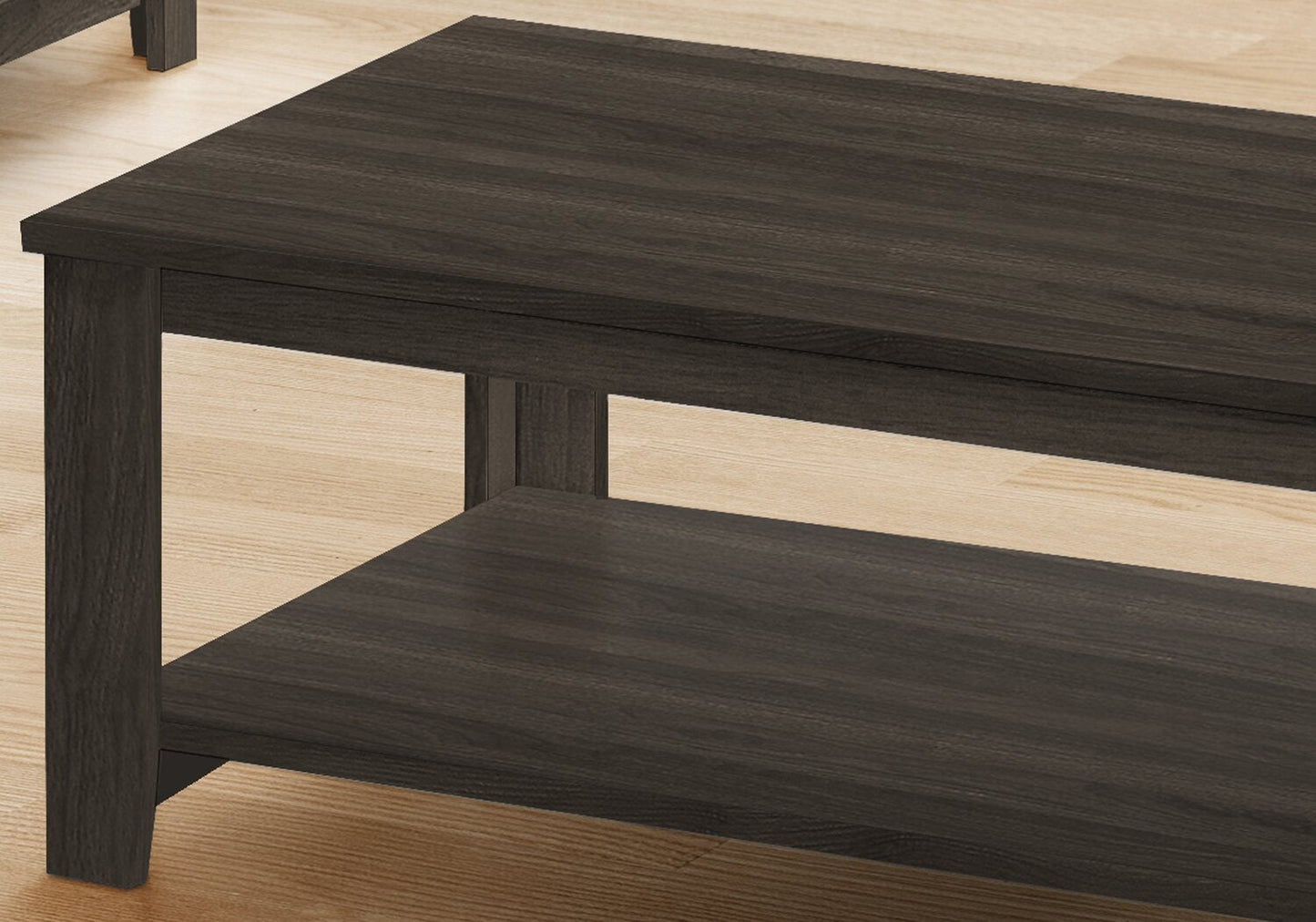 Lincoln 42" Traditional 3-Pack Coffee + 2 End Tables with Shelf - Black Brown |Ensemble 3 tables traditionnelles Lincoln de 42 po (table à café et 2 tables de bout) avec tablette - brun-noir
