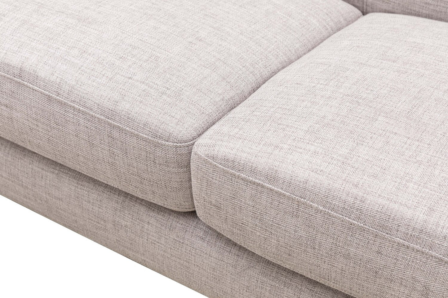 Kort & Co. Freeman 88" Linen-Look Fabric Sofa with Wood Base and Tufted Back Cushions - Dove White | Sofa Freeman Kort & Co. de 88 po en tissu d’apparence lin avec pattes en bois et coussins de dossier capitonnés - blanc colombe