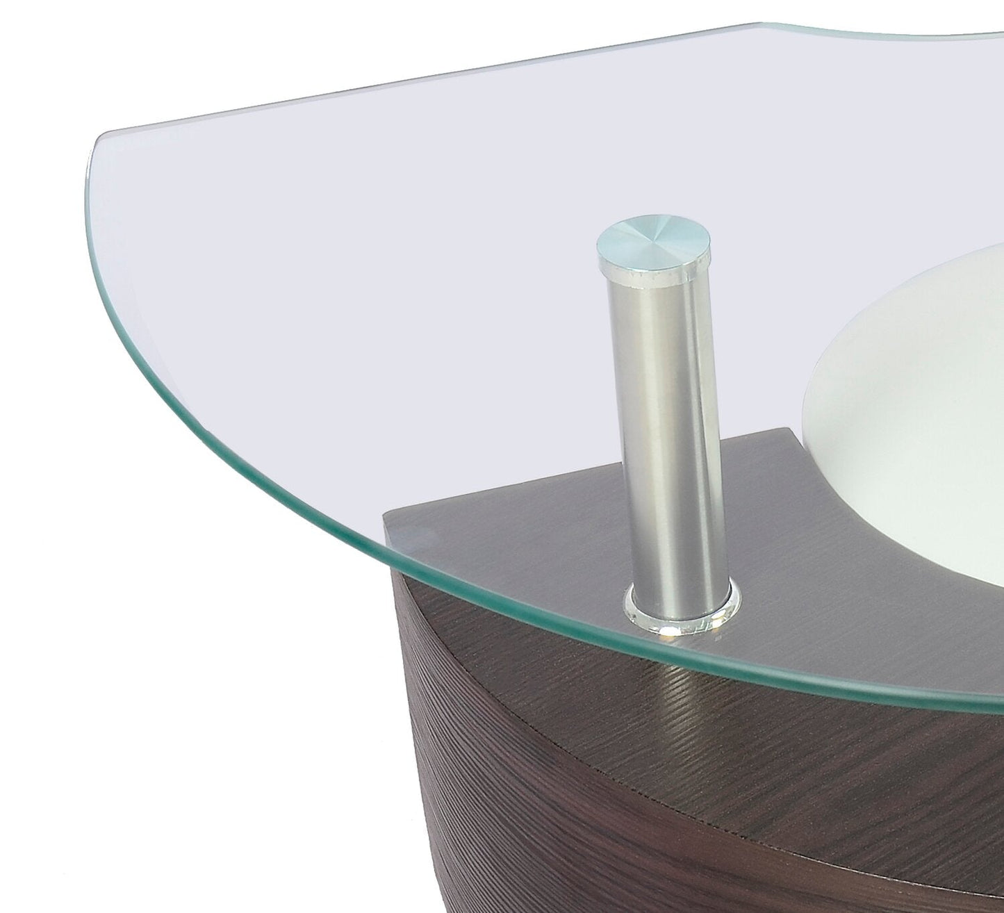 Savon 52.5" Modern S-shaped 3-Pack Coffee + 2 Ottomans with Storage and Shelf - Dark Walnut Wood and Chrome |Ensemble 3 articles modernes en forme de S Savon de 52,5 po (table à café et 2 poufs) avec rangement et tablette - bois noyer foncé et chrome