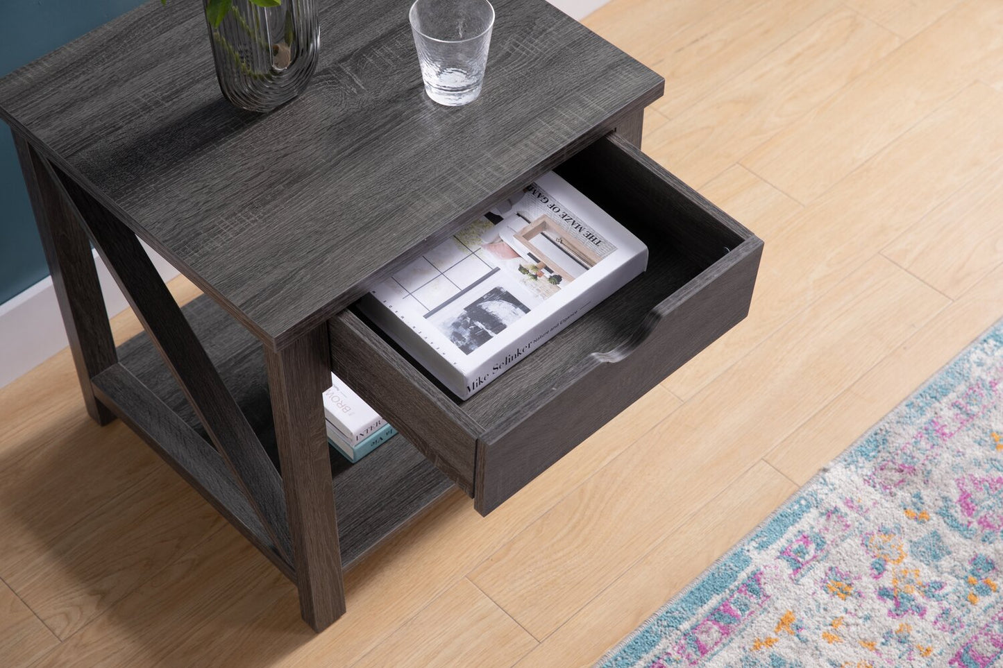 Jake 47.25" Rustic 2-Pack Coffee + End Table with Storage and Shelf - Distressed Grey |2 tables à café rustiques Jake de 47,25 po avec rangement et tablette - gris vieilli
