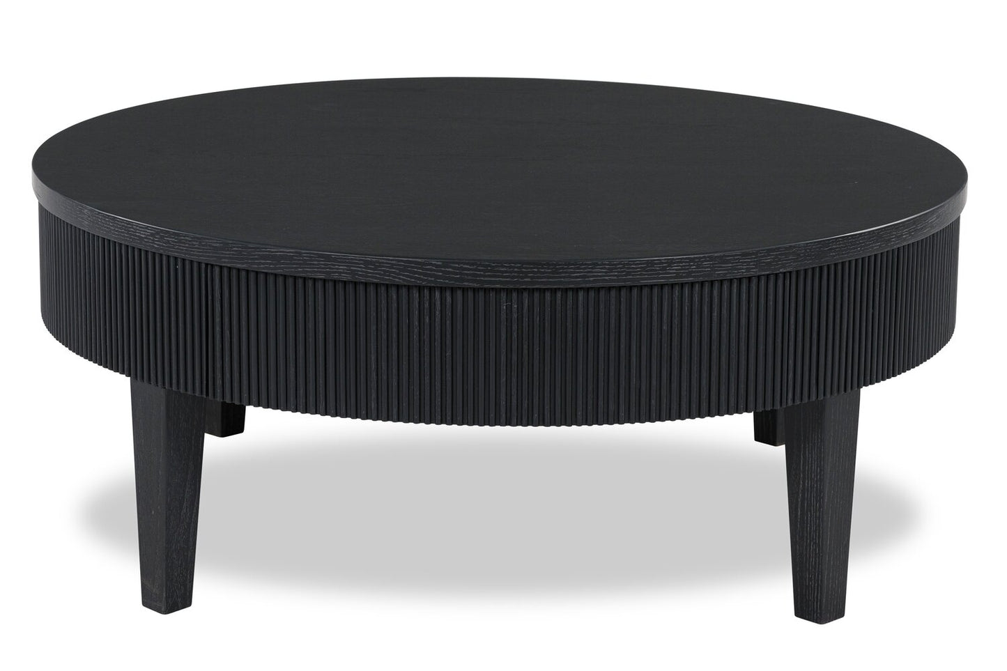 Sanford 42” Contemporary Round Solid Wood Coffee Table with Storage - Black | Table à café ronde contemporaine Sanford de 42 po en bois massif avec rangement - noire