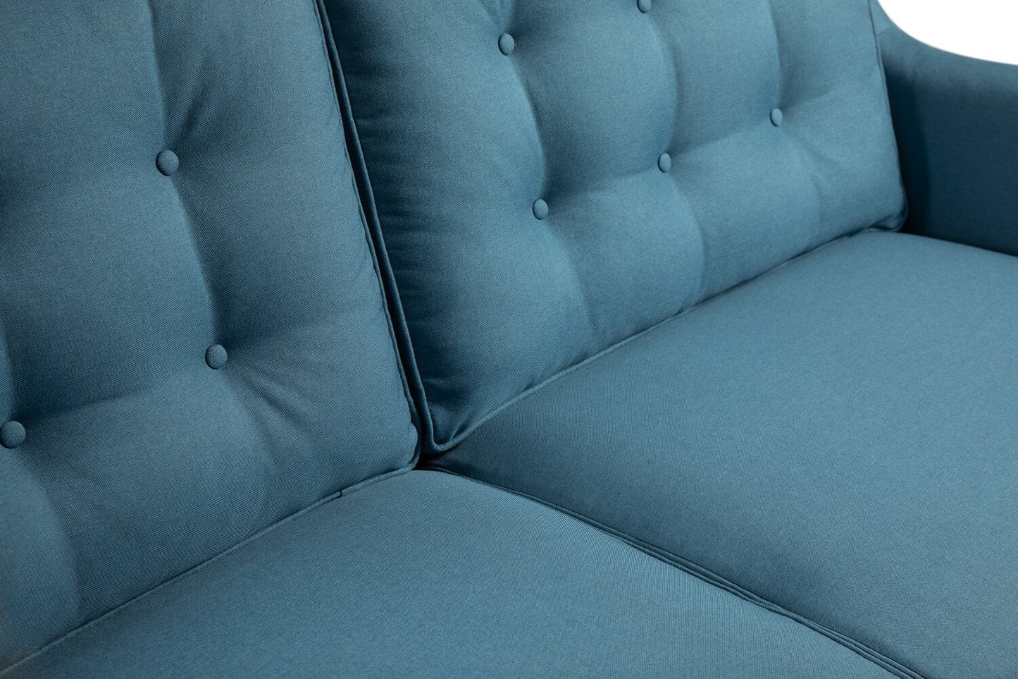 Novalee 75.5" Linen-Look Sofa with Flared Arms and Button Tufting - Blue | Sofa Novalee de 75,5 po en tissu d’apparence lin avec accoudoirs évasés et capitonnage à boutons - bleu
