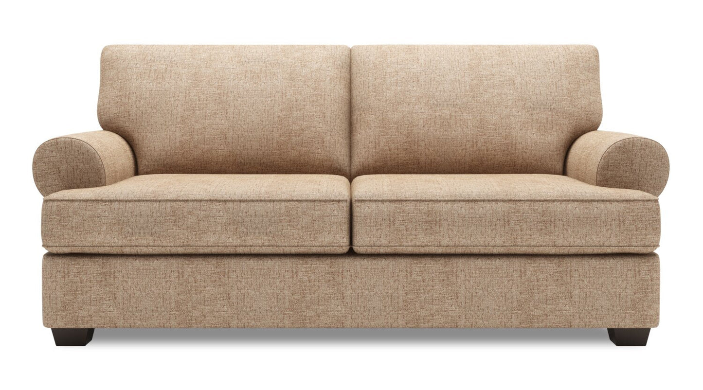 Made in Canada Customizable Sofa Lab Roll 76" Chenille Fabric Condo Size Sofa with Rolled Arms - Luxury Taupe | Sofa Roll de Sofa Lab de 76 po de format condo fabriqué au Canada en tissu de chenille - taupe Luxury Taupe | RO092893