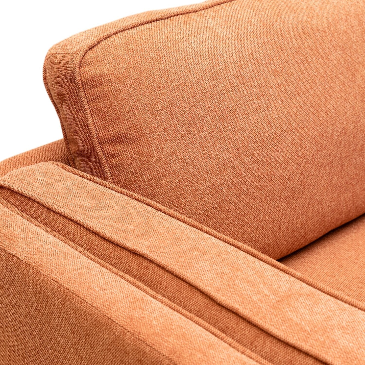 Kort & Co. Kassia 80" Linen-Look Fabric Condo Size Sofa with Wood Base and Legs - Orange | Sofa Kassia de Kort & Co. de 80 po de format condo en tissu d’apparence lin avec base et pattes en bois - orange