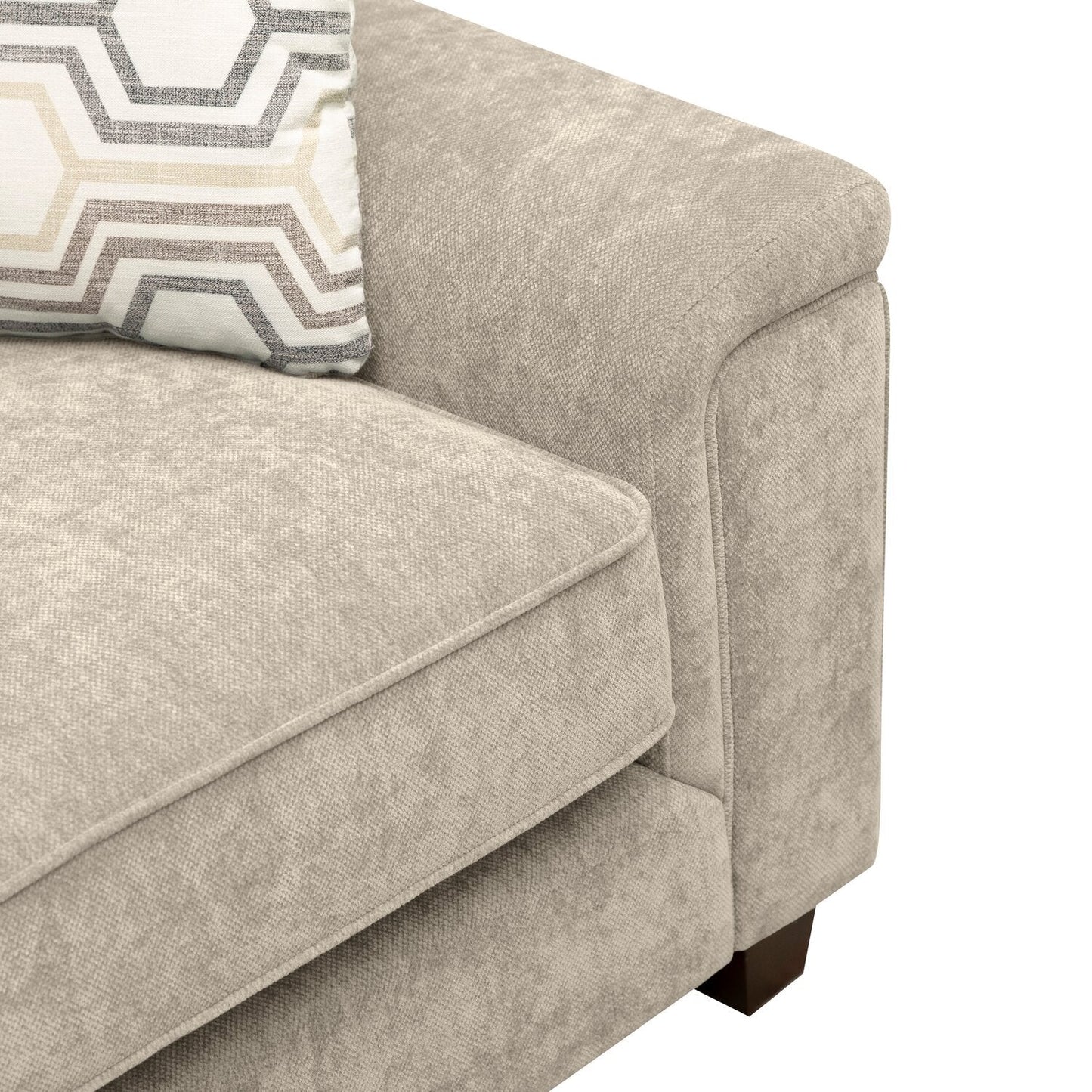Lyric 88.1" Chenille Fabric Sofa with Reversible Seat Cushions, Accent Pillows and Wood Legs - Taupe | Sofa Lyric de 88,1 po en tissu de chenille avec coussins de siège réversibles, coussins décoratifs et pattes en bois - taupe
