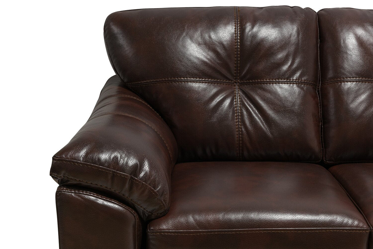Made in Canada Addison 86" Leather-Look Fabric Sofa with Removable Seat Cushion and Tufting - Brown | Sofa Addison de 86 po fabriqué au Canada en tissu d’apparence cuir avec coussin de siège amovible et capitonnage - brun