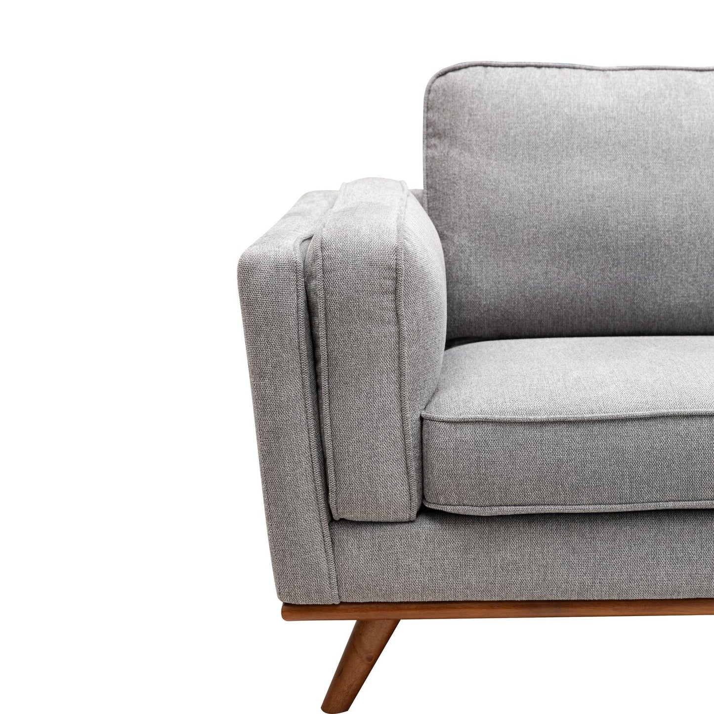 Kort & Co. Kassia 80" Linen-Look Fabric Condo Size Sofa with Wood Base and Legs - Grey | Sofa Kassia de Kort & Co. de 80 po de format condo en tissu d’apparence lin avec base et pattes en bois - gris