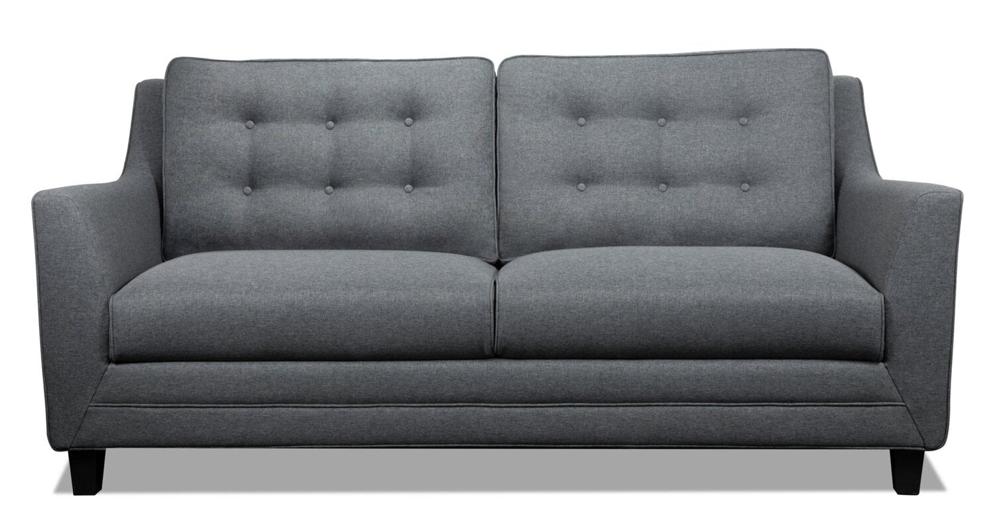 Novalee 75.5" Linen-Look Sofa with Flared Arms and Button Tufting - Grey | Sofa Novalee de 75,5 po en tissu d’apparence lin avec accoudoirs évasés et capitonnage à boutons - gris