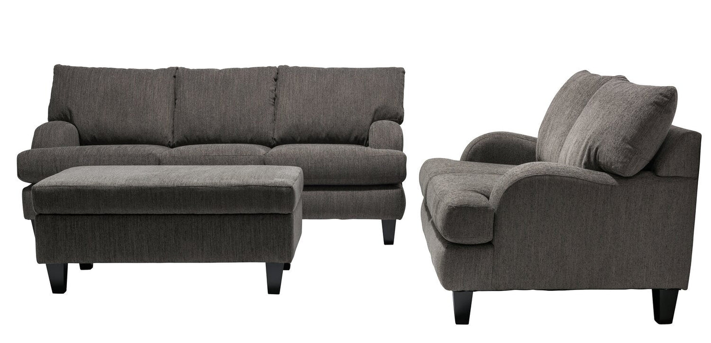 Made in Canada Nofia 80" Chenille Fabric Sofa with Two Accent Pillows and Wood Legs - Charcoal Grey | Sofa Nofia de 80 po fabriqué au Canada en tissu de chenille avec 2 coussins décoratifs et pattes en bois - gris anthracite