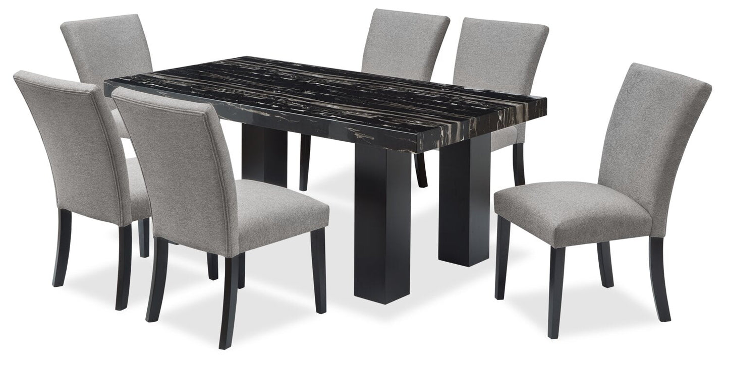 Burk Dining Table with Epoxy Resin Marble-Look Top, 72"W - Black | Table de salle à manger Burk de 72 po (L) avec dessus en résine époxy en imitation de marbre - noire