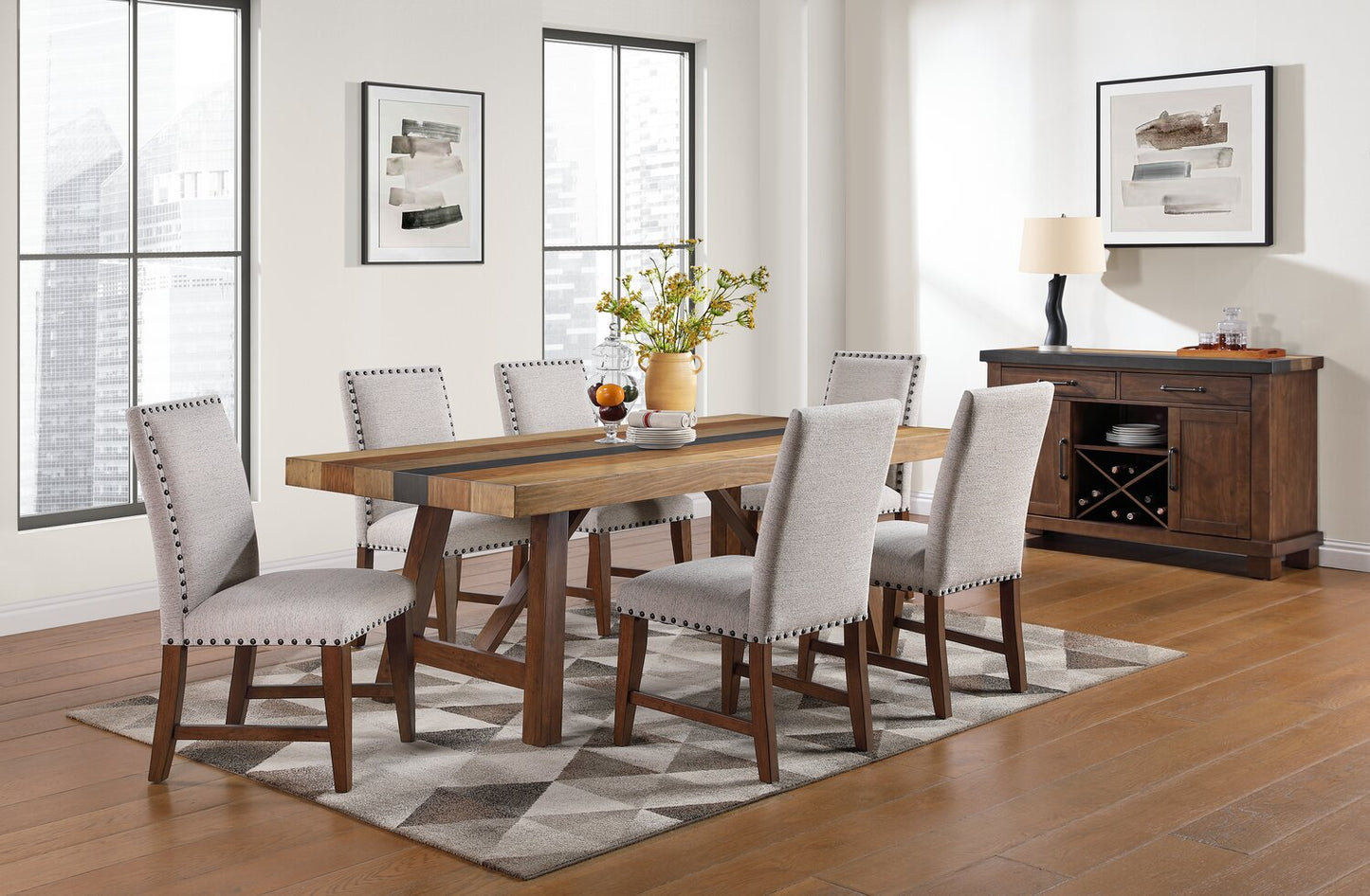 Boden Dining Table, 78"W, Trestle Base - Brown | Table de salle à manger Boden de 78 po (L) avec base à tréteaux - brune