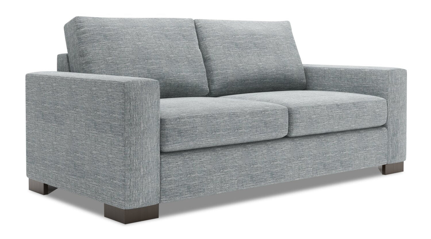 Made in Canada Customizable Sofa Lab Track 75" Linen-Look Fabric Condo Size Sofa with Track Arms - Luna Pewter Grey | Sofa Track de Sofa Lab de 75 po de format condo fabriqué au Canada en tissu d’apparence lin - gris Luna Pewter | TR092291
