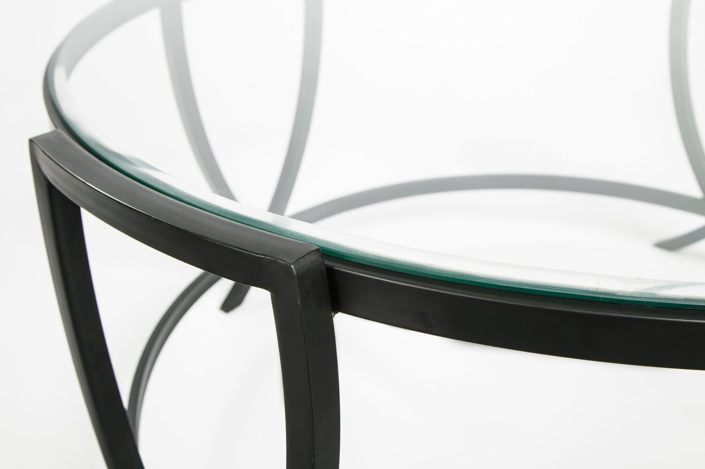 Tarrin 36.13" Modern Round 3-Pack Coffee + 2 End Tables - Glass Top with Metal Legs|Ensemble 3 tables rondes modernes Tarrin de 36,13 po (table à café et 2 tables de bout) - dessus en verre avec pattes en métal