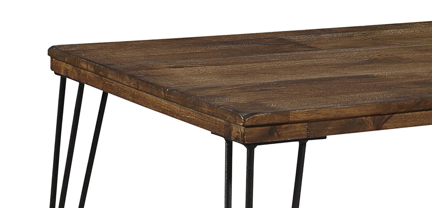 Woodland 23.4" Rustic Coffee Table - Brown Oak Finish with Metal Legs|Table à café rustique Woodland de 23,4 po - fini chêne brun avec pattes en métal