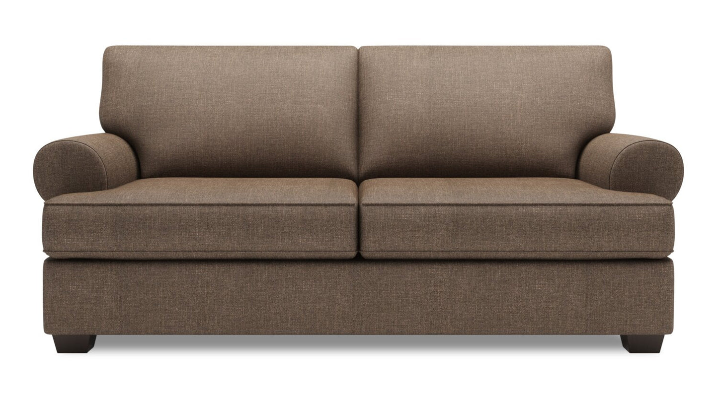 Made in Canada Customizable Sofa Lab Roll 76" Linen-Look Fabric Condo Size Sofa with Rolled Arms - Luna Praline Brown | Sofa Roll de Sofa Lab de 76 po de format condo fabriqué au Canada en tissu d’apparence lin - brun Luna Praline | RO092591