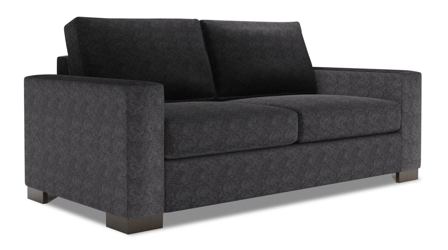 Made in Canada Customizable Sofa Lab Track 75" Chenille Fabric Condo Size Sofa with Track Arms - Luxury Charcoal Grey | Sofa Track de Sofa Lab de 75 po de format condo fabriqué au Canada en tissu de chenille - gris Luxury Charcoal | TR092993