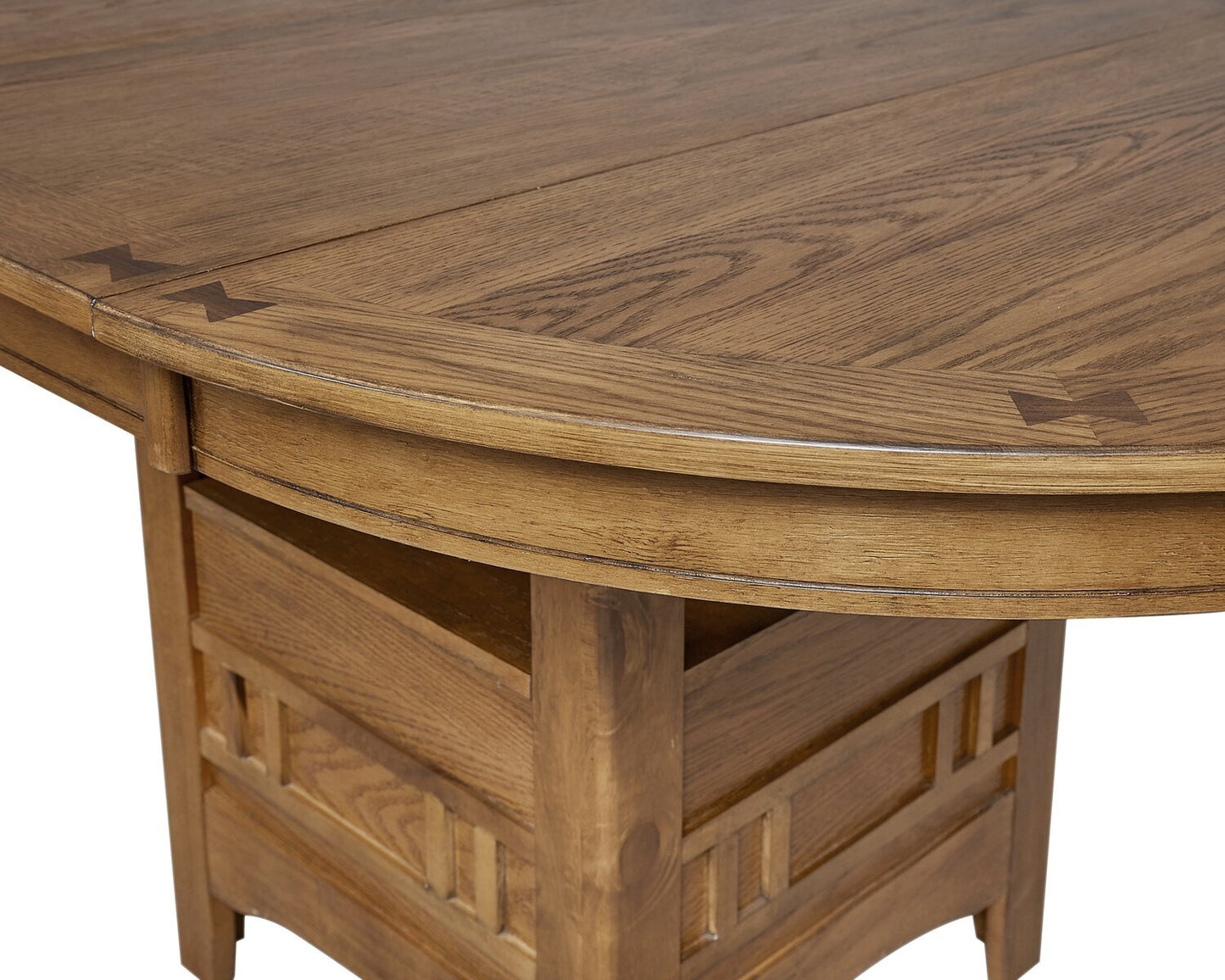 Dena Dining Table with 42-60"W Extension, Round - Oak Brown | Table de salle à manger ronde Dena de 42 po à 60 po (L) avec rallonge - chêne brun