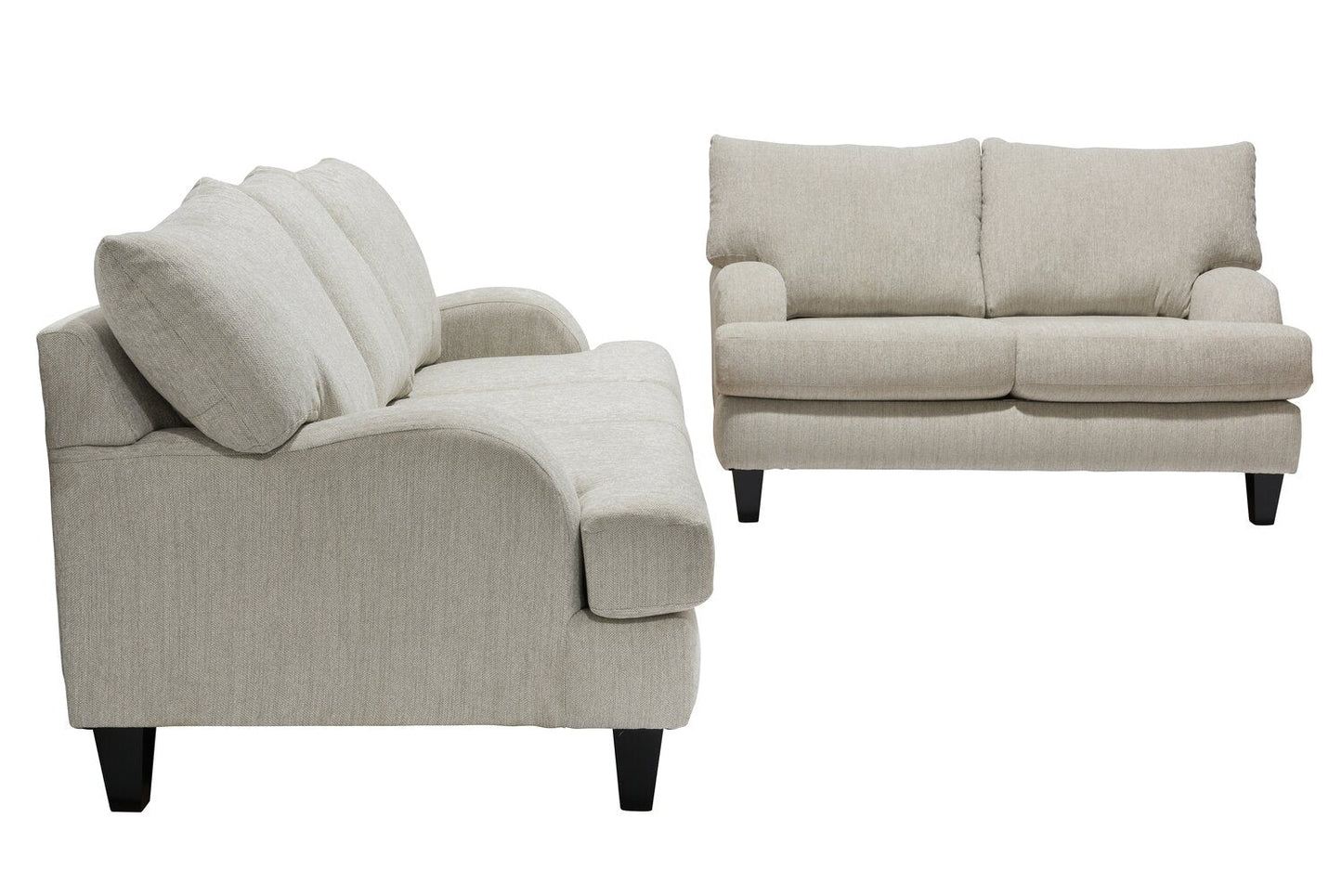 Made in Canada Nofia 80" Chenille Fabric Sofa with Two Accent Pillows and Wood Legs - Linen Beige | Sofa Nofia de 80 po fabriqué au Canada en tissu de chenille avec 2 coussins décoratifs et pattes en bois - beige lin