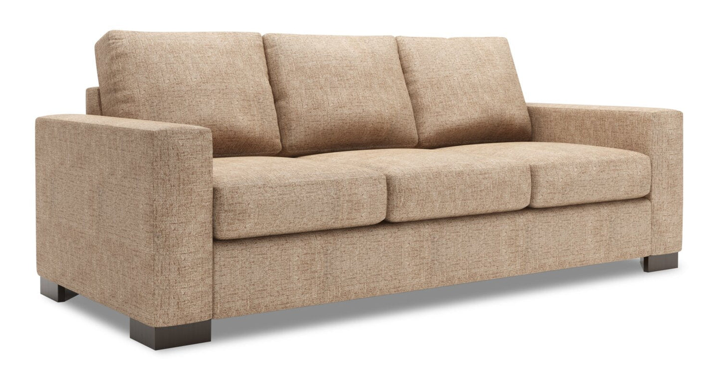 Made in Canada Customizable Sofa Lab Track 85" Chenille Fabric Sofa with Track Arms - Luxury Taupe | Sofa Track de Sofa Lab de 85 po fabriqué au Canada en tissu de chenille avec accoudoirs rectilignes - taupe Luxury Taupe | TR102893
