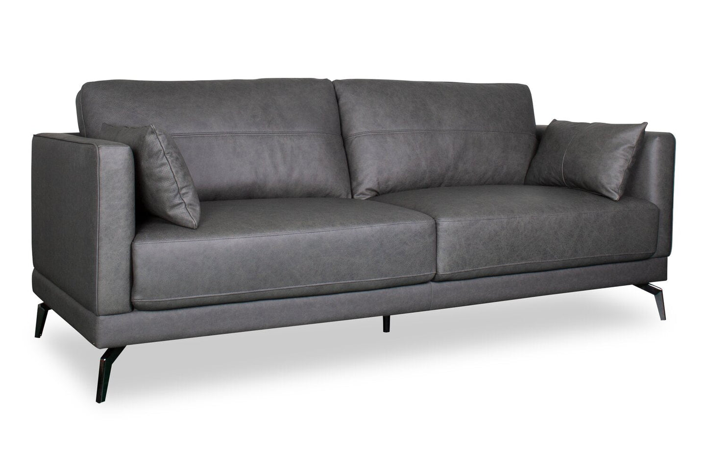 Melrose 84.5" Top-Grain Genuine Leather Sofa with Metal Legs - Grey | Sofa Melrose de 84,5 po en cuir véritable de qualité supérieure avec pattes en métal - gris