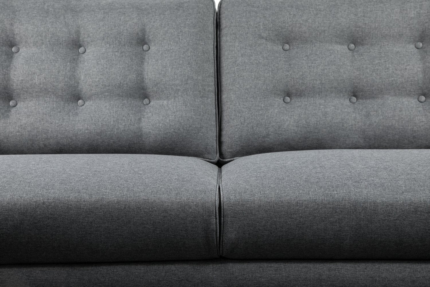 Novalee 75.5" Linen-Look Sofa with Flared Arms and Button Tufting - Grey | Sofa Novalee de 75,5 po en tissu d’apparence lin avec accoudoirs évasés et capitonnage à boutons - gris