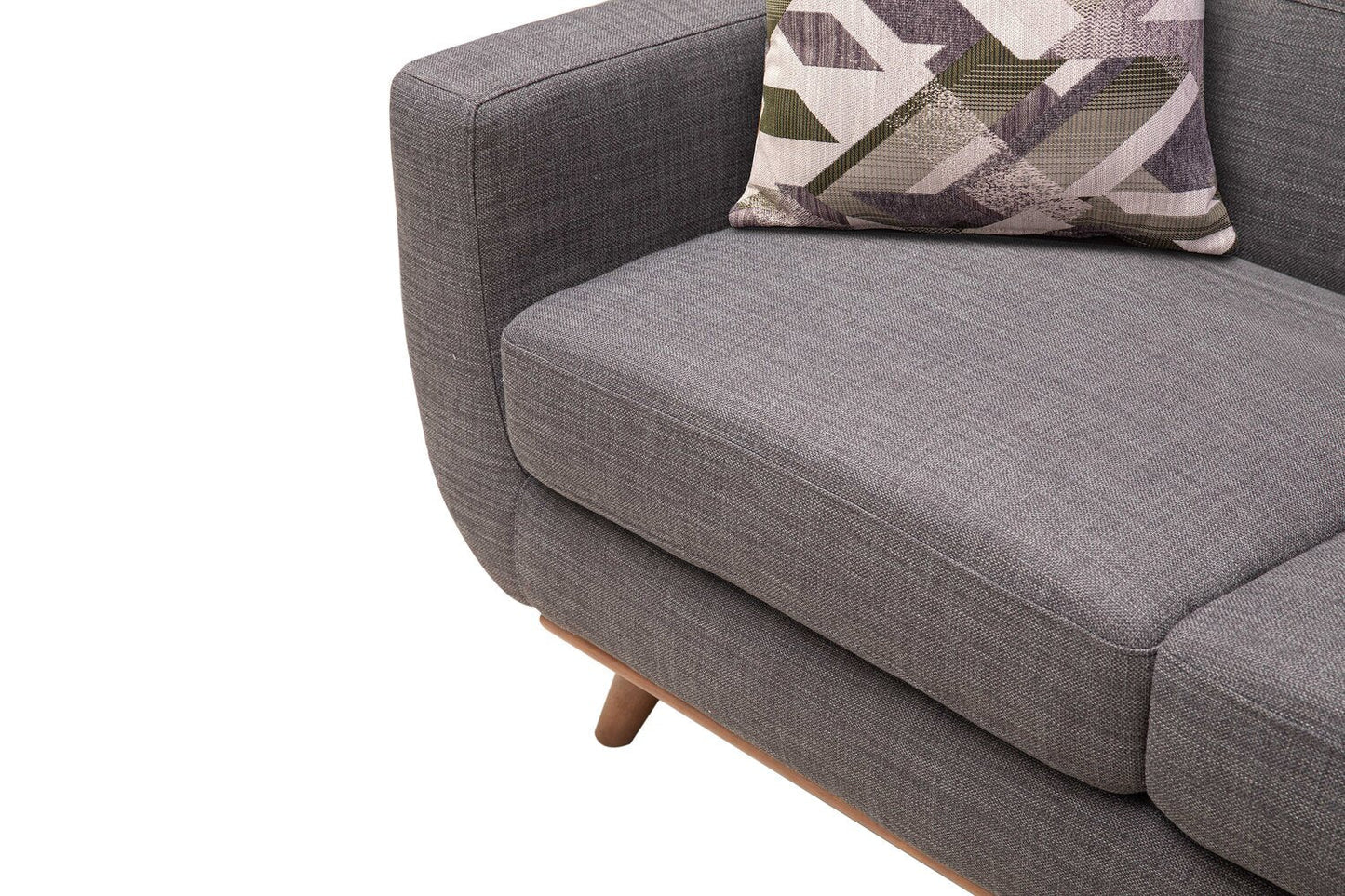 Kort & Co. Freeman 88" Linen-Look Fabric Sofa with Wood Base and Tufted Back Cushions - Charcoal Grey | Sofa Freeman Kort & Co. de 88 po en tissu d’apparence lin avec pattes en bois et coussins de dossier capitonnés - gris anthracite