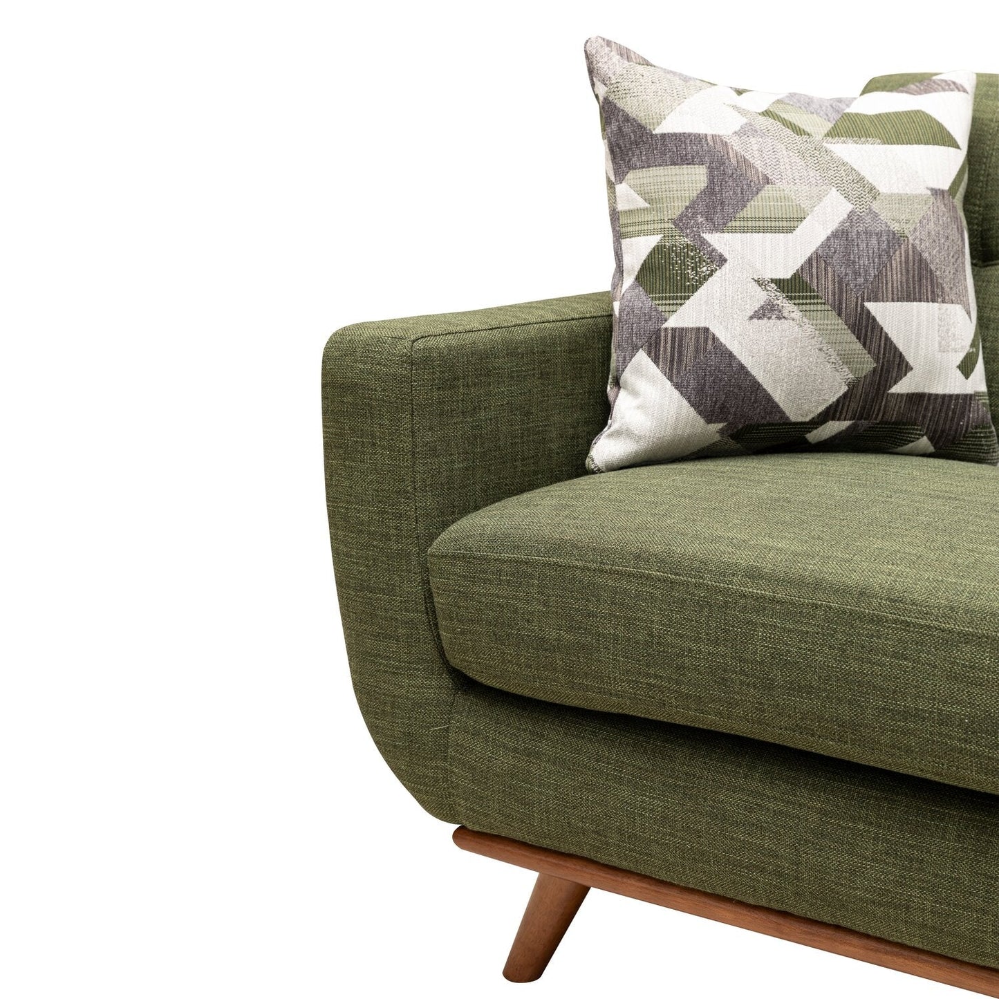 Kort & Co. Freeman 80” Linen-Look Fabric Condo Size Sofa with Wood Legs - Avocado Green | Sofa Freeman de Kort & Co. de 80 po de format condo en tissu d’apparence lin avec base et pattes en bois - vert avocat