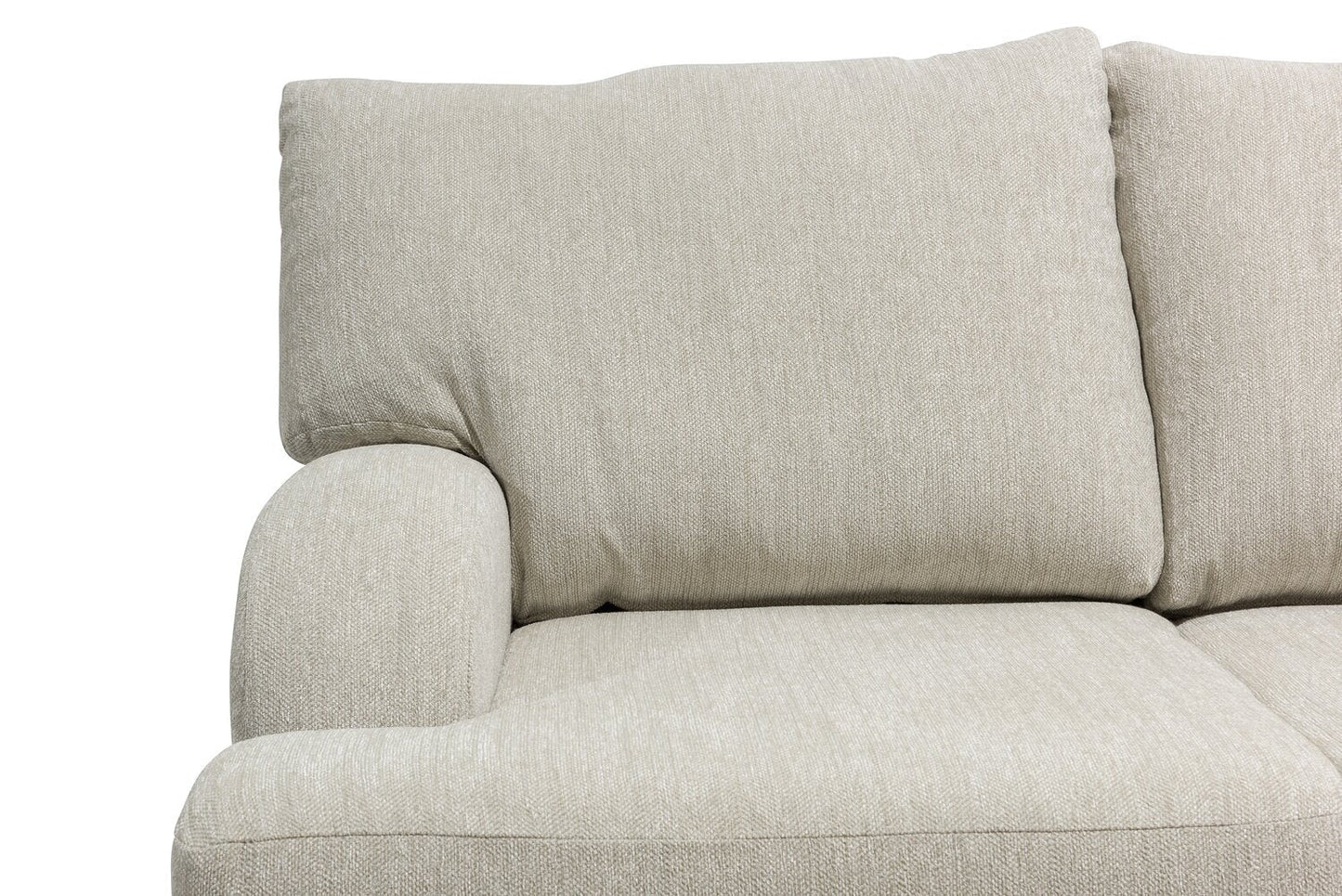 Made in Canada Nofia 80" Chenille Fabric Sofa with Two Accent Pillows and Wood Legs - Linen Beige | Sofa Nofia de 80 po fabriqué au Canada en tissu de chenille avec 2 coussins décoratifs et pattes en bois - beige lin