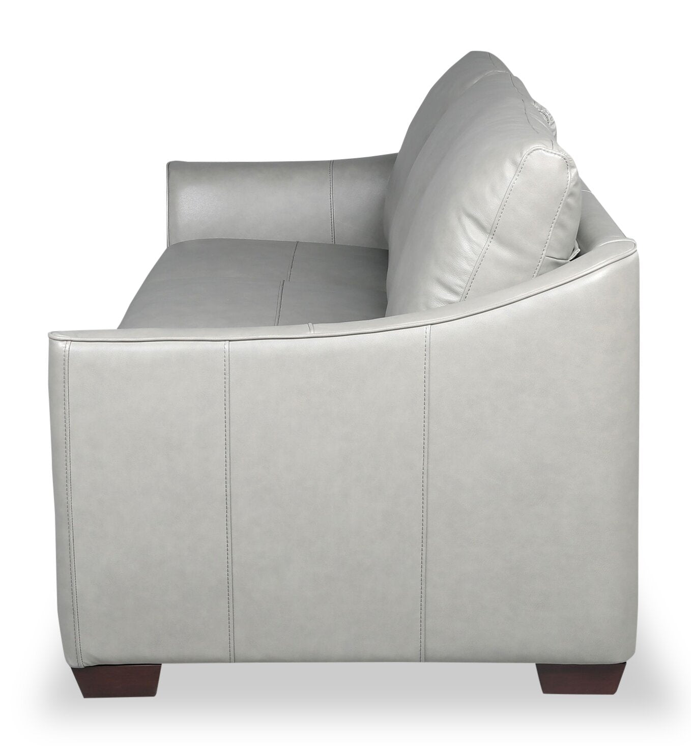 Cindy Crawford Home Royce 84" Genuine Leather Sofa with Removable Cushions and Wood Legs - Dove Grey | Sofa Royce de Cindy Crawford Home de 84 po en cuir véritable avec coussins amovibles et pattes en bois - gris tourterelle