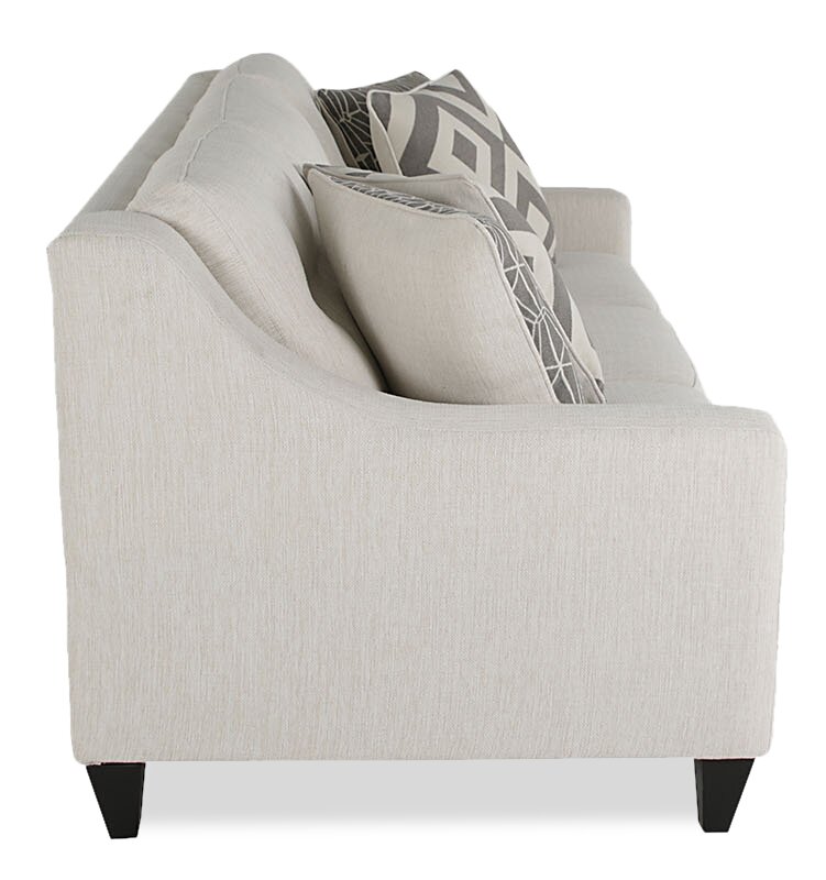 Made in Canada Cindy Crawford Home Kylie 78" Linen-Look Sofa with Wood Legs - Zeus Pearl | Sofa Kylie de Cindy Crawford Home de 78 po fabriqué au Canada en tissu d’apparence lin avec pattes en bois - perle Zeus