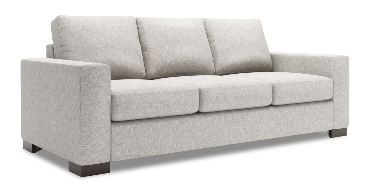 Made in Canada Customizable Sofa Lab Track 85" Chenille Fabric Sofa with Track Arms - Luxury Silver | Sofa Track de Sofa Lab de 85 po fabriqué au Canada en tissu de chenille avec accoudoirs rectilignes - argenté Luxury Silver | TR102793