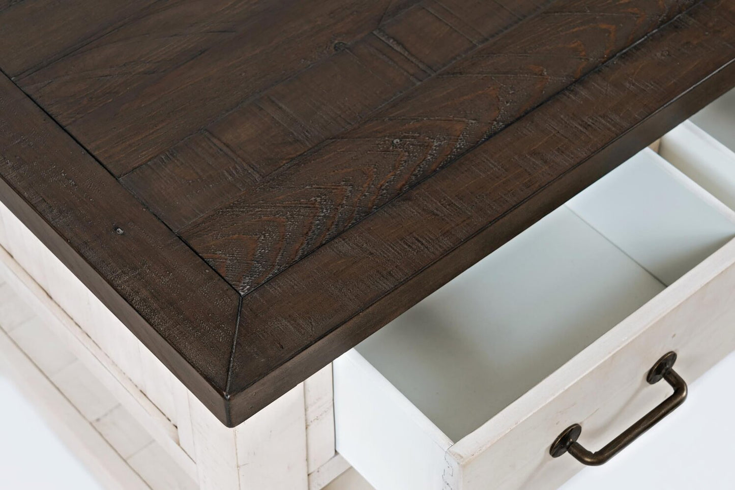 Morgan 48" Rustic Coffee Table With Storage, Shelf and Casters - White with Reclaimed Wood|Table à café rustique Morgan de 48 po avec rangement, tablette et roulettes - blanche avec bois recyclé