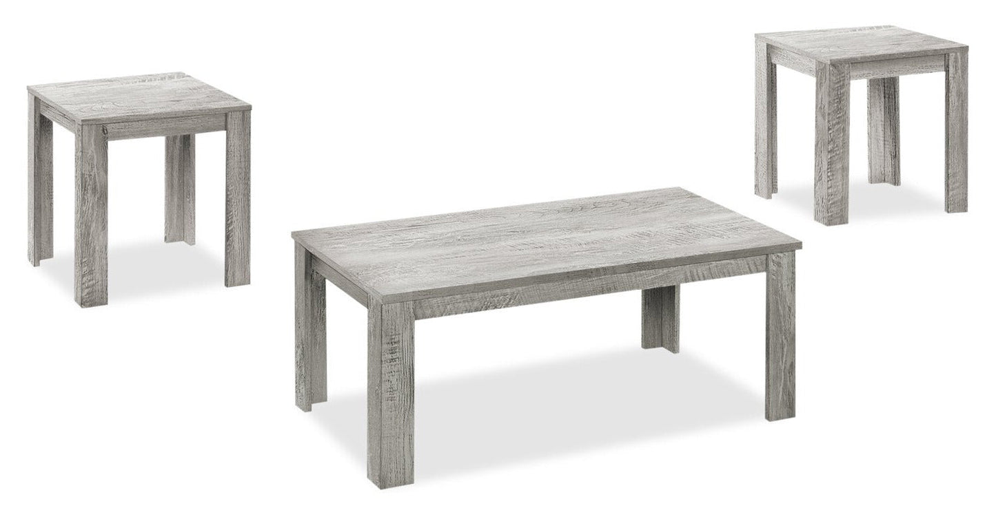 Remy 44" Traditional 3-Pack Coffee + 2 End Tables - Grey |Ensemble 3 tables traditionnelles Remy de 44 po (table à café et 2 tables de bout) - gris