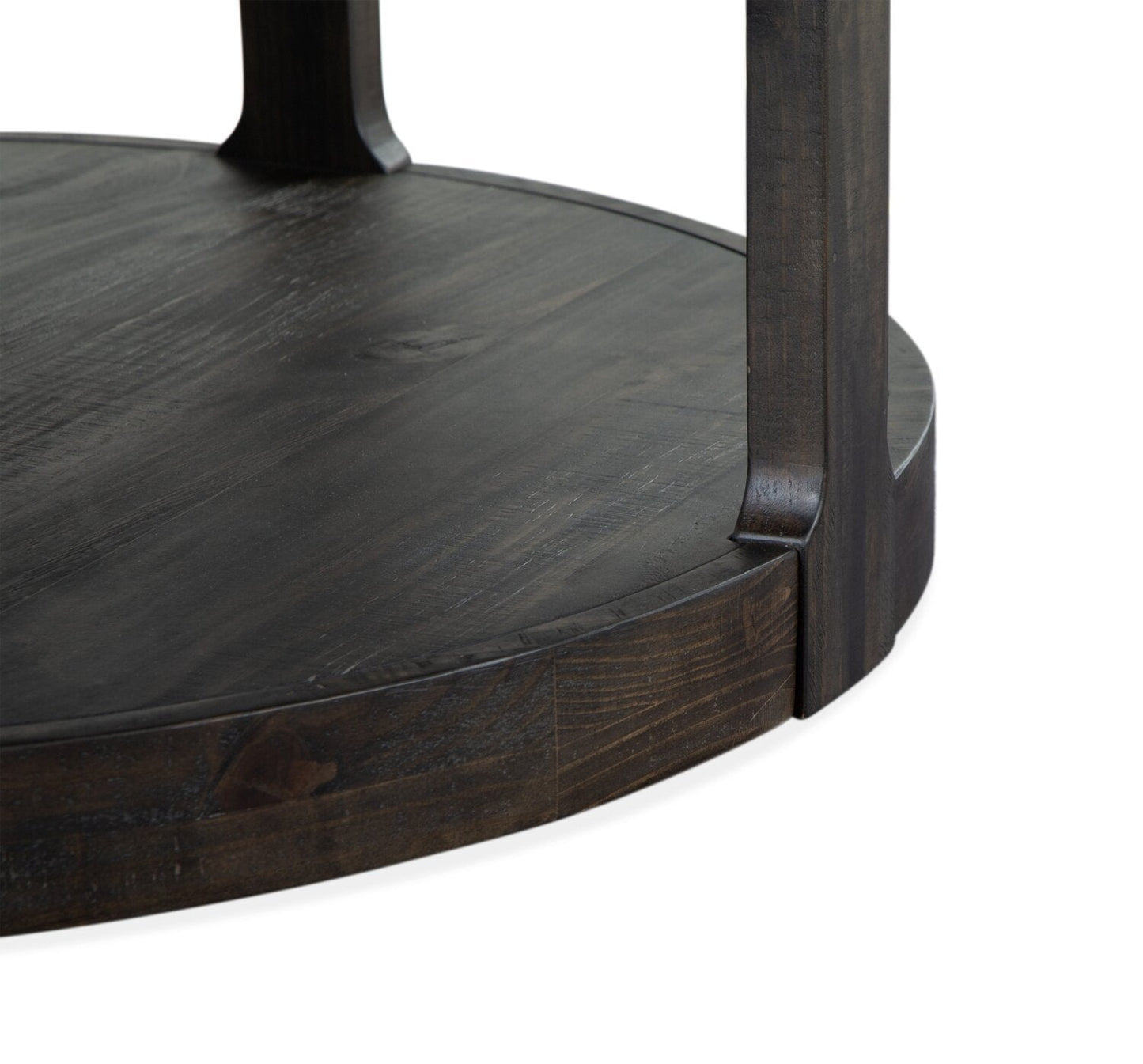 Axl 40" Traditional Round Coffee Table with Shelf - Dark Grey-Brown Wood|Table à café ronde traditionnelle Axl de 40 po avec tablette - bois gris-brun foncé