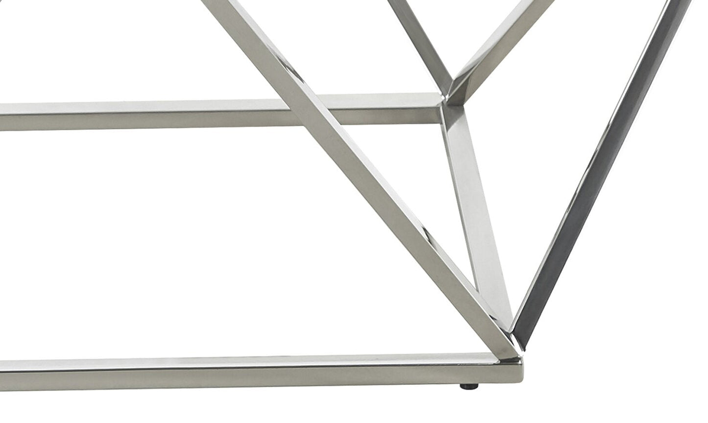 Amanda 31.5" Modern Square Coffee Table - White Marble Top with Chrome Metal Base|Table à café carrée moderne Amanda de 31,5 po - dessus en marbre blanc avec base en métal chromé