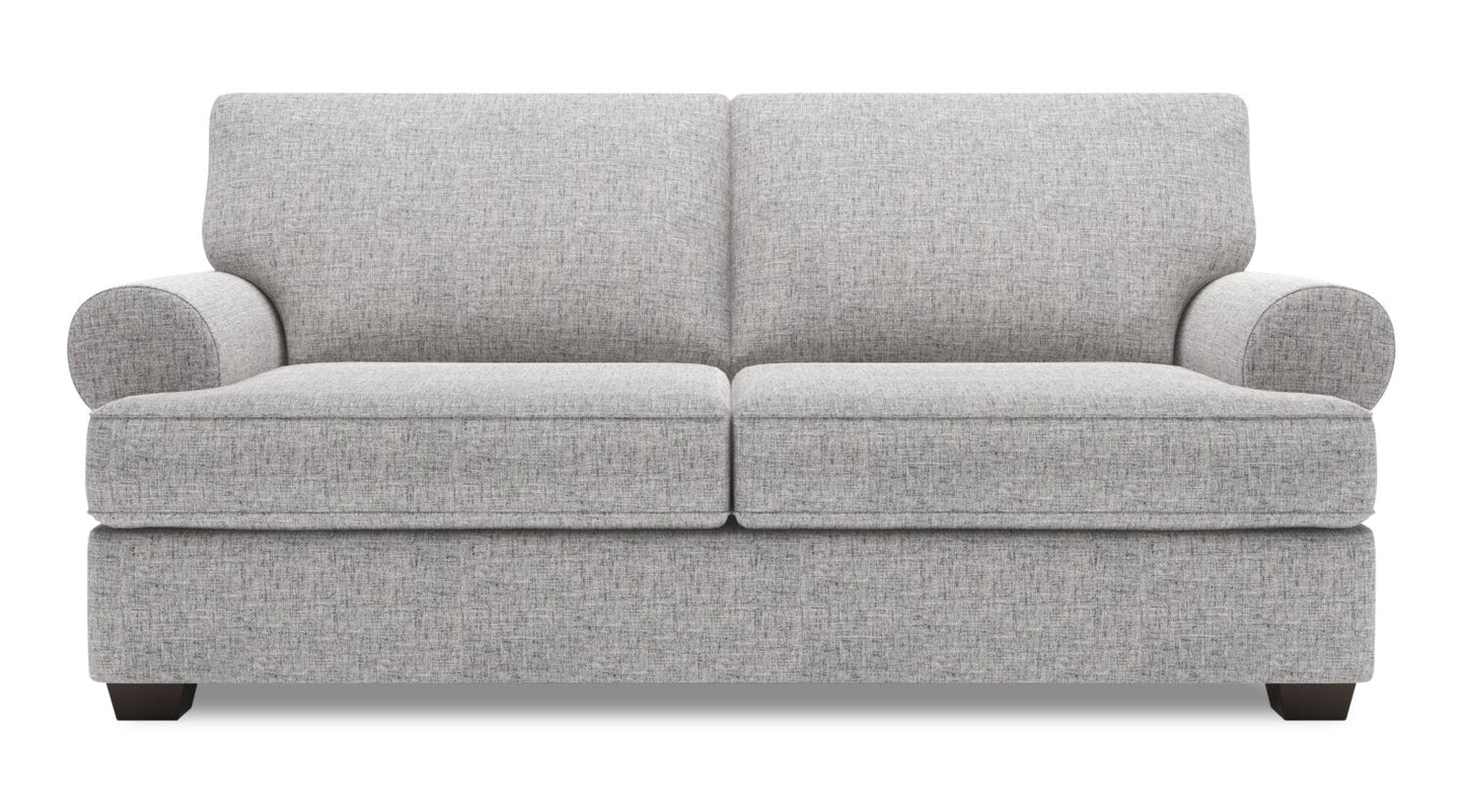 Made in Canada Customizable Sofa Lab Roll 76" Linen-Look Fabric Condo Size Sofa with Rolled Arms - Luna Domino Grey | Sofa Roll de Sofa Lab de 76 po de format condo fabriqué au Canada en tissu d’apparence lin - gris Luna Domino | RO092191