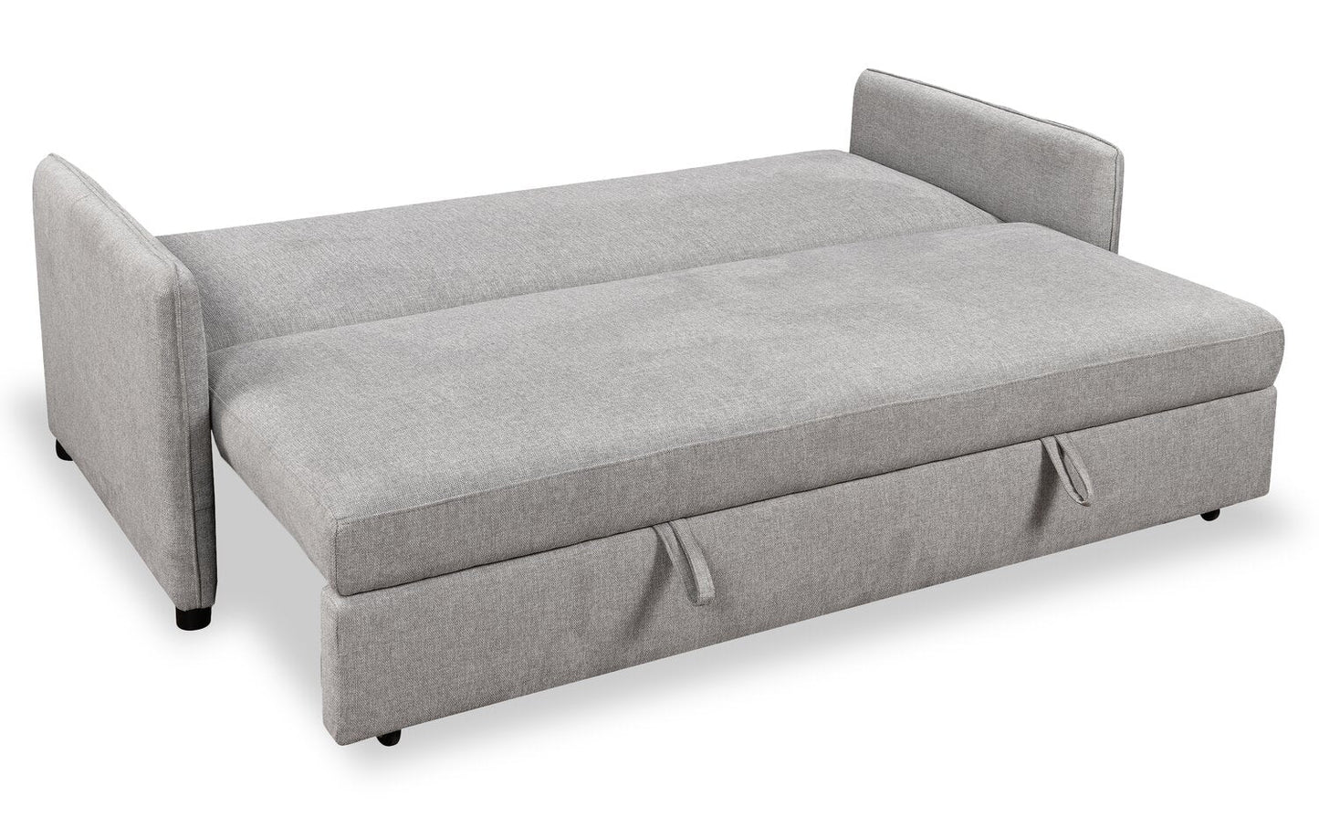 Shadow 82.5" Linen-Look Fabric Sleeper Sofa with Storage and Two Armrest Pillows - Grey | Sofa-lit Shadow de 82,5 po en tissu d’apparence lin avec rangement et deux accoudoirs coussinés - gris