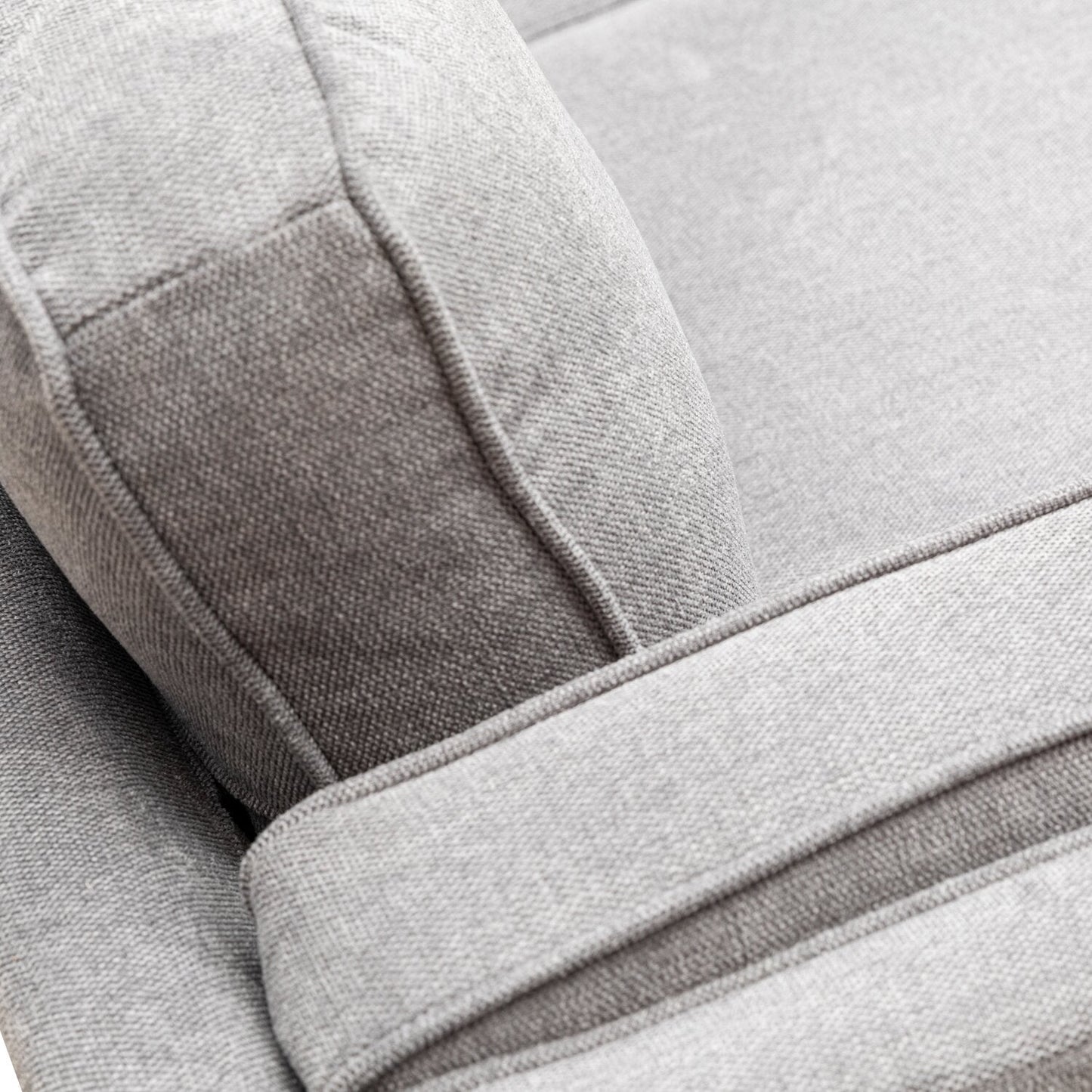 Kort & Co. Kassia 80" Linen-Look Fabric Condo Size Sofa with Wood Base and Legs - Grey | Sofa Kassia de Kort & Co. de 80 po de format condo en tissu d’apparence lin avec base et pattes en bois - gris