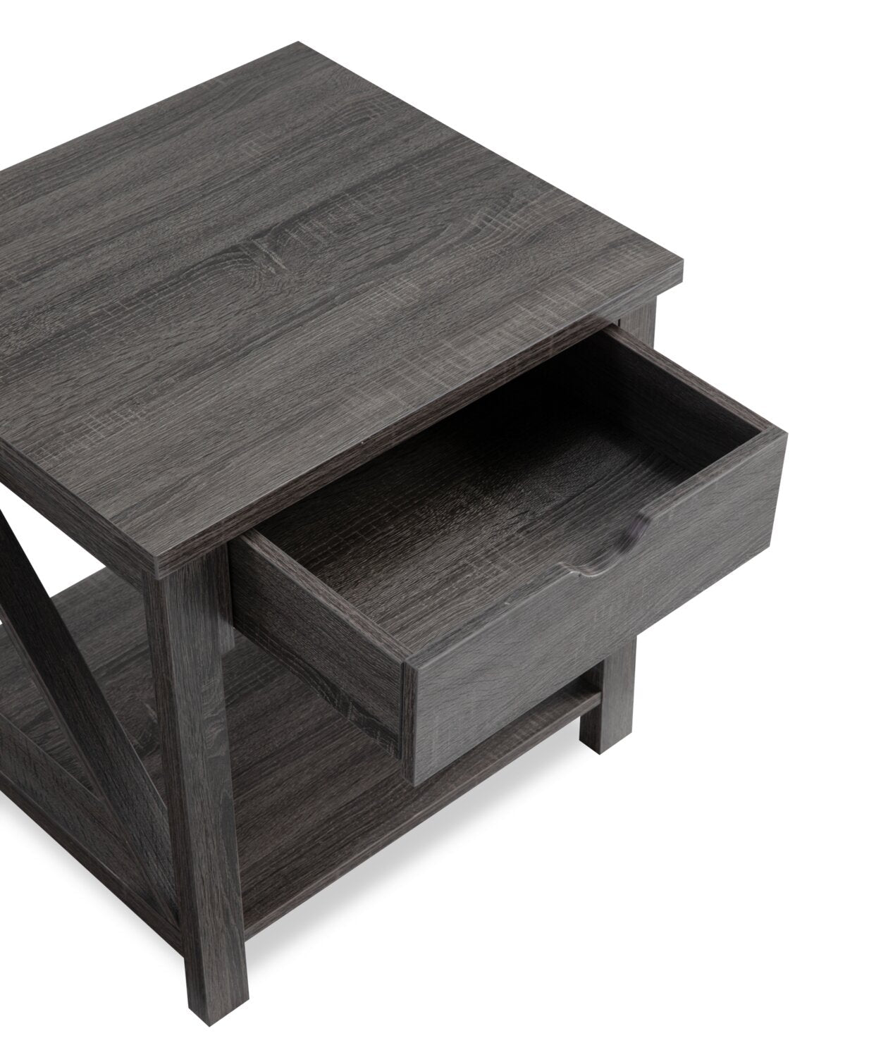 Jake 47.25" Rustic 2-Pack Coffee + End Table with Storage and Shelf - Distressed Grey |2 tables à café rustiques Jake de 47,25 po avec rangement et tablette - gris vieilli