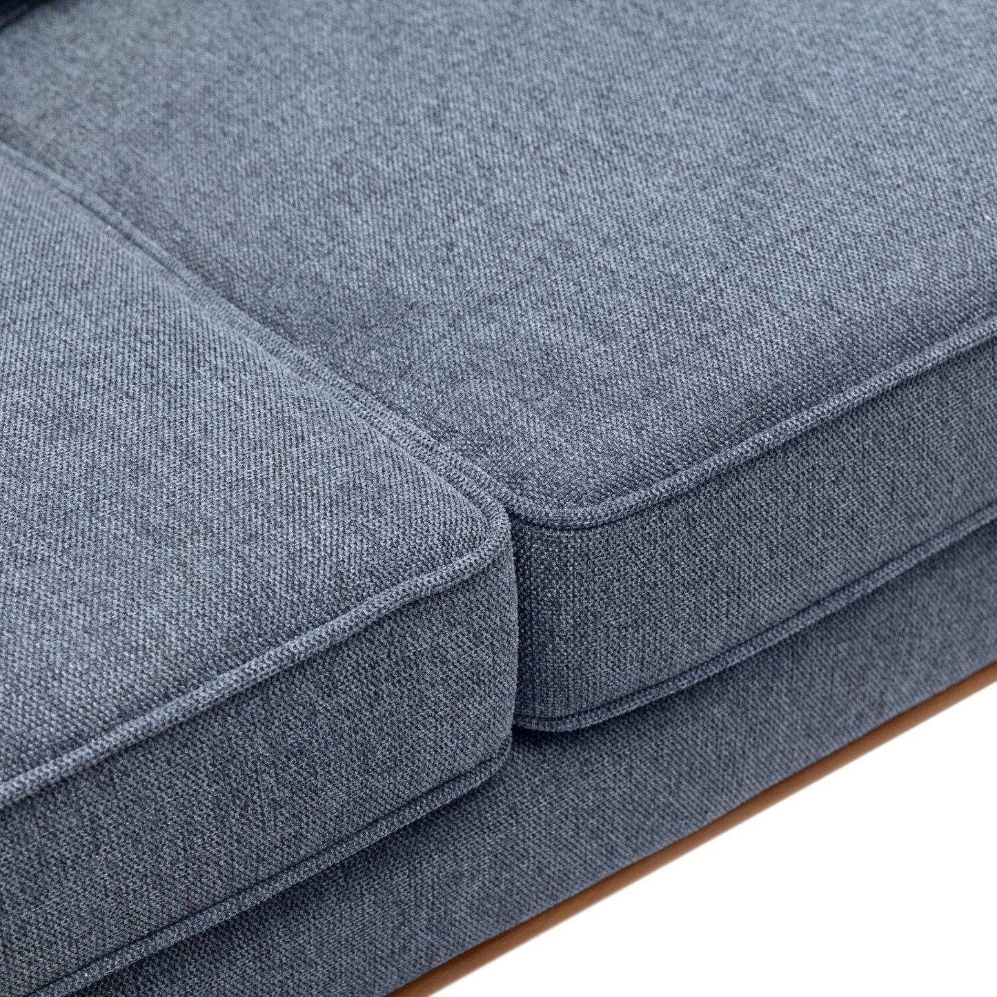 Kort & Co. Kassia 80" Linen-Look Fabric Condo Size Sofa with Wood Base and Legs - Blue | Sofa Kassia de Kort & Co. de 80 po de format condo en tissu d’apparence lin avec base et pattes en bois - bleu