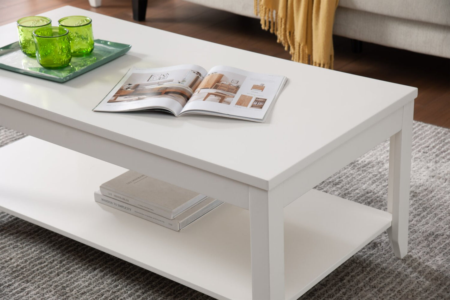 Aspen 47.3" Traditional 3-Pack Coffee + 2 End Tables - White | Ensemble 3 tables traditionnelles Aspen de 47,3 po (table à café et 2 tables de bout) - blanc